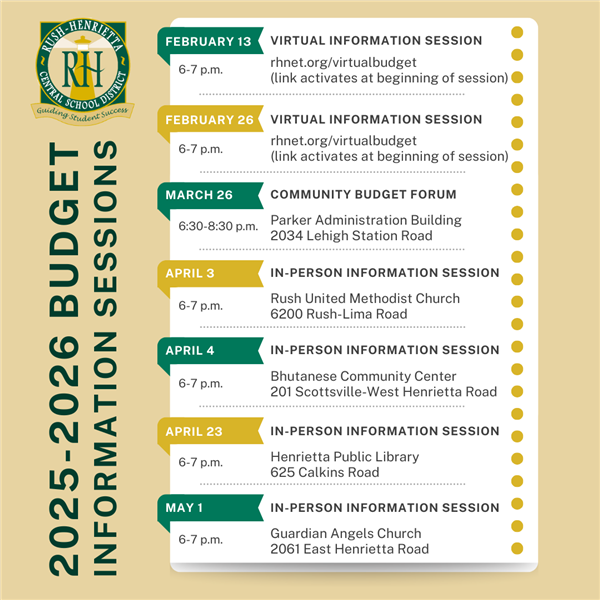  List of budget information session dates